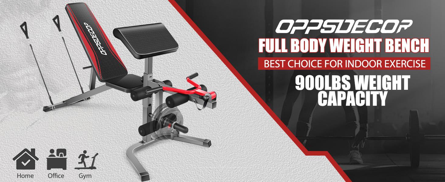 OPPSDECOR 900LBS Weight Bench Set with Squat Rack with Leg Extension Bench Press Set Workout for Home Gym dumbbell set foldable weight