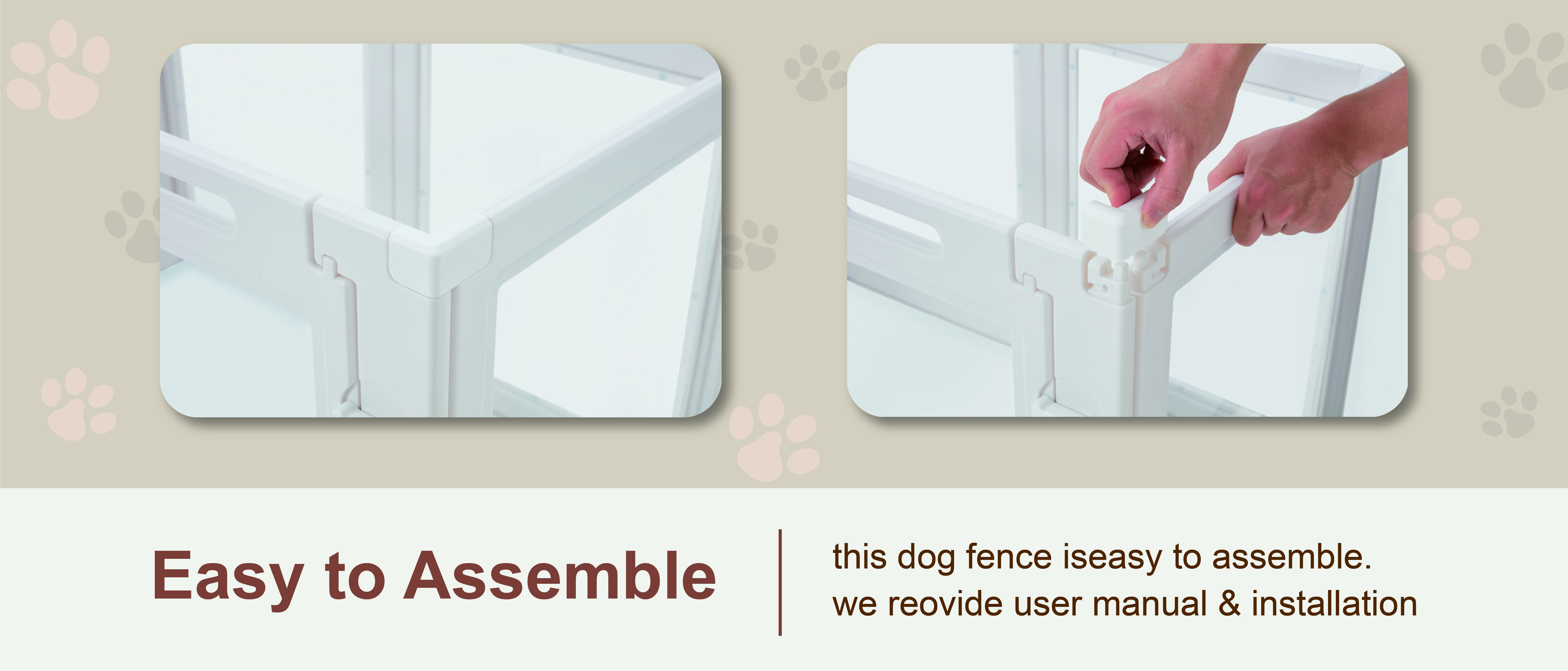 Transparent Pet Playpen, 8/12/16-Panel Pet fence with Door,  Indoor Dog Pen, 41*41*24/61*61*24, Foldable, White