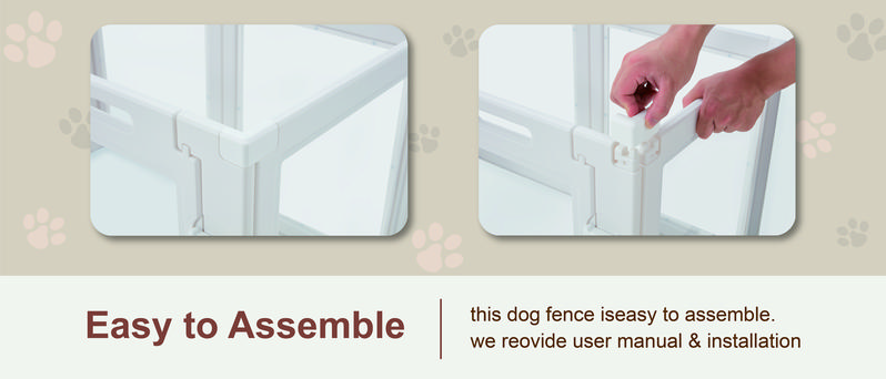 Transparent Pet Playpen, 8/12/16-Panel Pet fence with Door,  Indoor Dog Pen, 41*41*24/61*61*24, Foldable, White