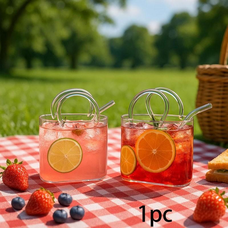 1pc Large Capacity Glass Cup, Creative Handbag Shape, High Borosilicate Glass Cup, Can Be Used As Fish Tank Or Vase,  Ladies' Party Gift Creative Drinking Mug，25Oz/750Ml