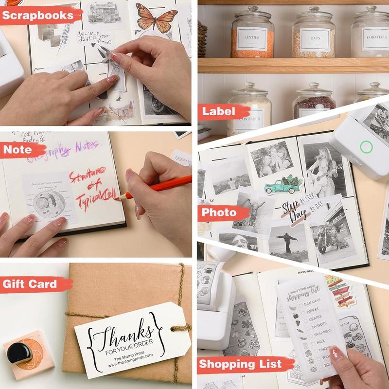 Portable Wireless Mini Printer with 10 Rolls Paper, Thermal Sticker Maker, Pocket Phone Printer for Notes, DIY Printing, iOS & Android Compatible