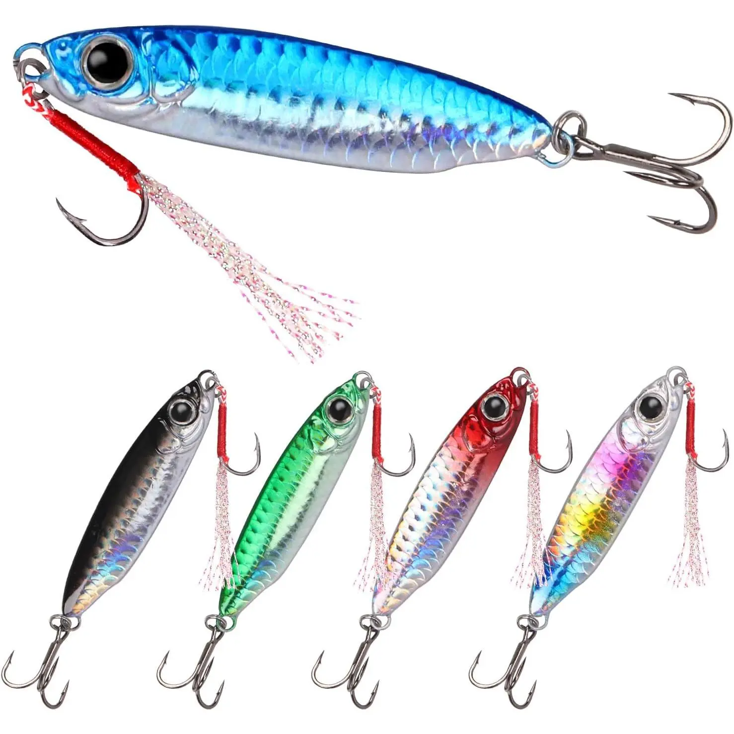 Saltwater Jigs Fishing Lures with Ultra- Hooks, Saltwater Spoon Lure for Tuna Salmon Grouper, Sea Fishing Jigging Lure, Trolling Spoon for Bass Fishing