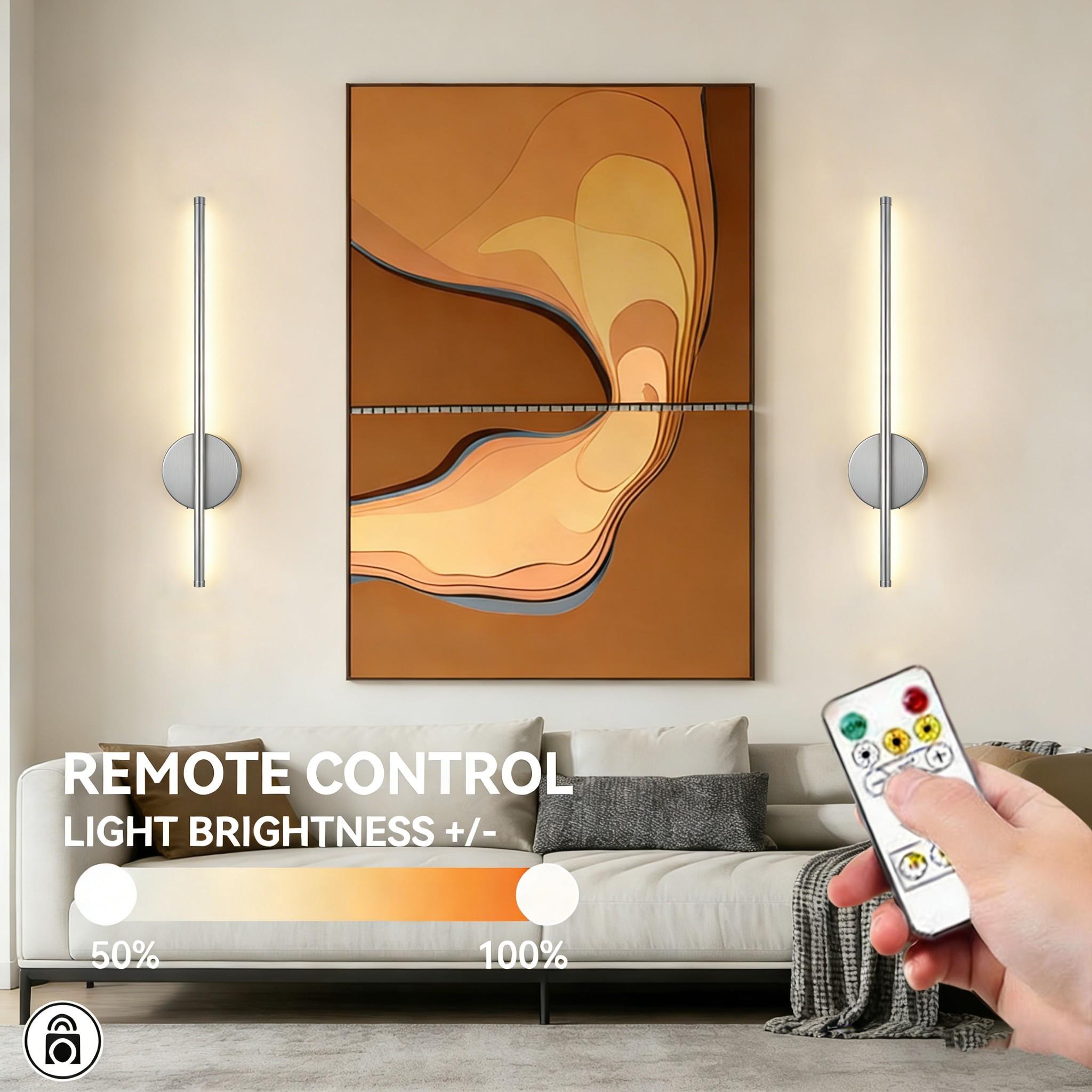 Silver Wall Lamp with USB Charging, Powered By 4000mAh Battery, Magnetic Mount For Wiring-Free Installation, Remote-Controlled Dimmable Indoor Decorative Wall Lamp, For Bedroom，Bedside, Hallways, and TV Walls