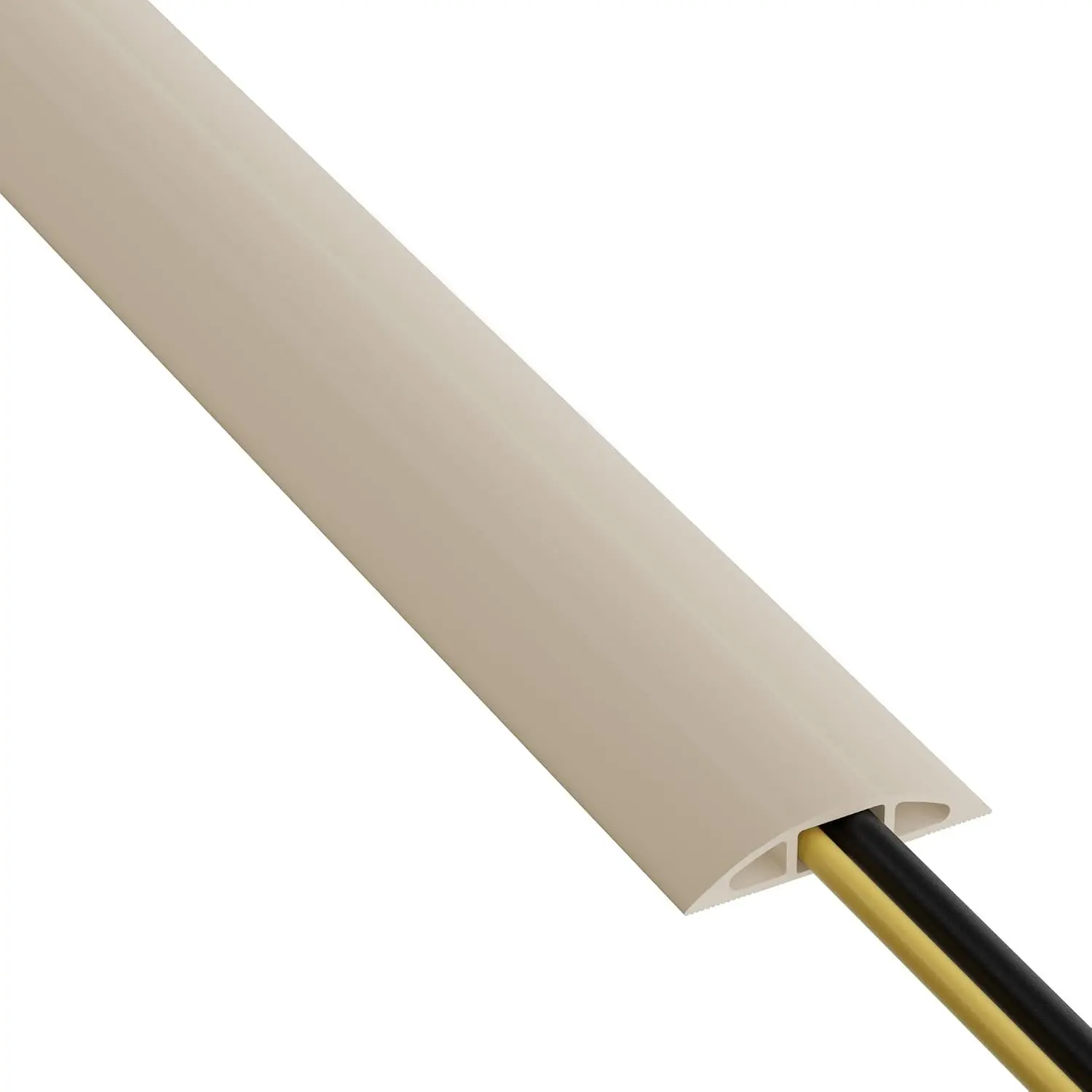 6ft Floor Cord Cover, Cable Protector, Hide Extension Cords, Protect Cords, Prevent Cable Trips, Heavy Duty Cord Hider - Cable Cavity = 0.63" (W) x 0.31" (H) - Beige