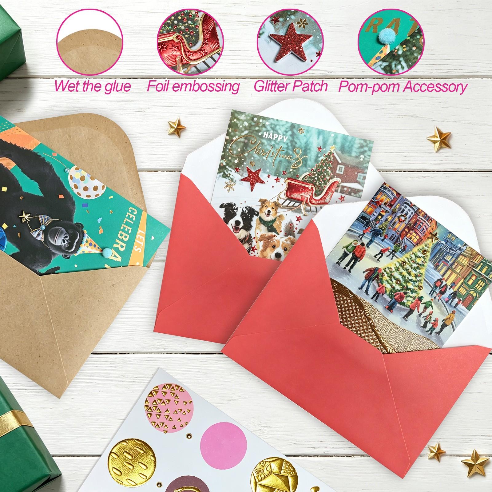 11 pcs Greeting Cards Assortment Set with Envelopes, Fun Birthday Cards, Wedding and Christmas Holiday Cards, Gift Cards for Friends and Family