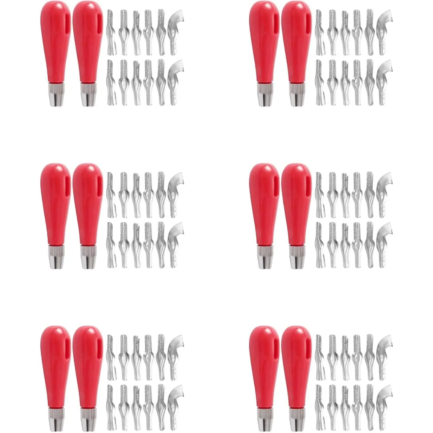 12 Sets Linoleum Cutter Craft Cutters with 6 Assorted Blades for Cutting Crafting Carvings DIY Craft Red