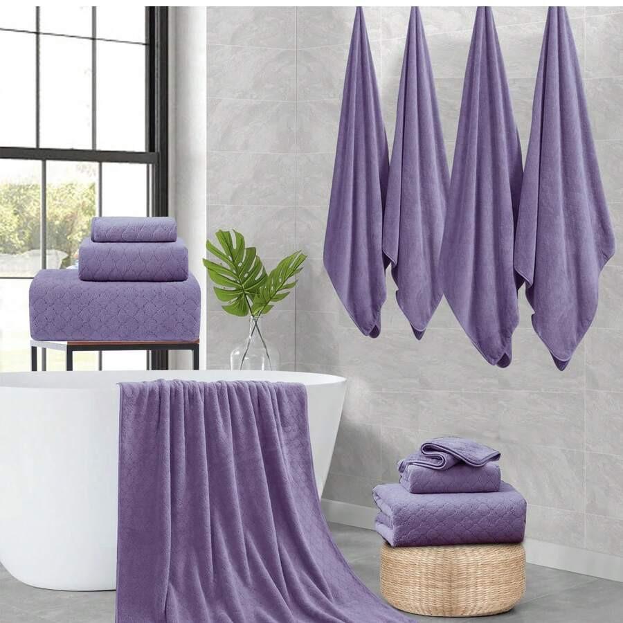 Women's Bath Towel Set - Adjustable Microfiber Super Absorbent, Bath Towel And Bathroom Shower Head Cover, Quick Drying Hair And Body, Suitable For Gym, Spa, Sauna And After Shower Body Covering, Pink Gray Back To School