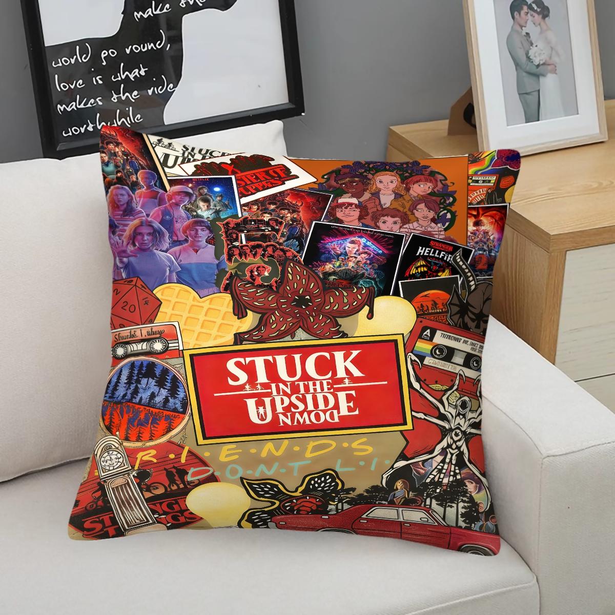 Stranger Things Pattern Throw Pillow, Soft And Comfortable Printed Design, Unique Print, Suitable For Living Room Sofa, Bedroom Headboard Pillow, And Office Nap