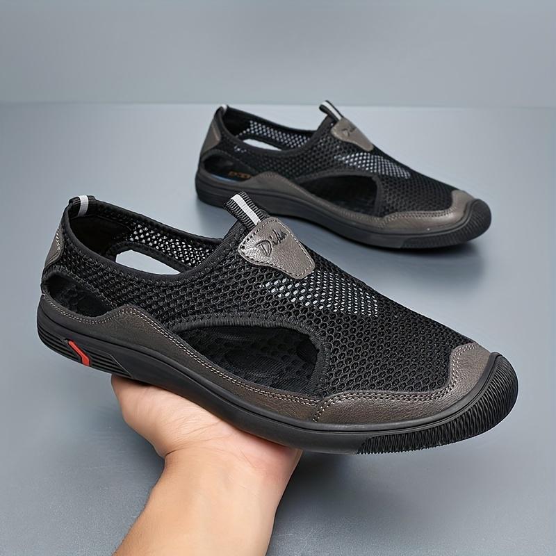 Men's new summer fashion sandals, mesh breathable casual sports shoes, trendy versatile non-slip wear-resistant comfortable trendy shoes, outdoor simple hiking shoes