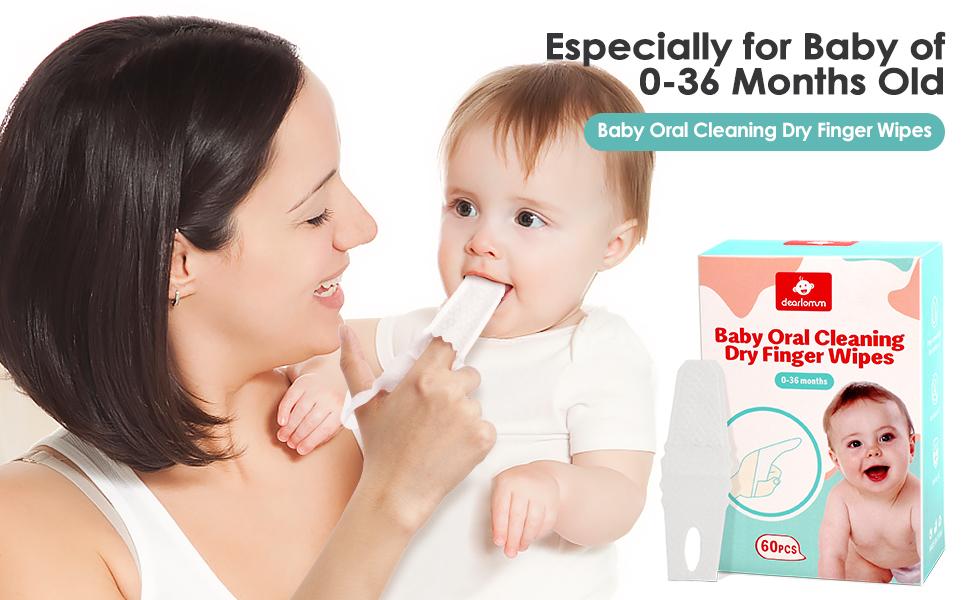 Toddler Baby Dry Wipes, Baby Newborn Tongue Cleaner, 60PCS Disposable Infant Wipes Clean Baby Mouth,Gauze Gum Cleaner Toothbrush Baby Oral Cleaning Stick Dental Care