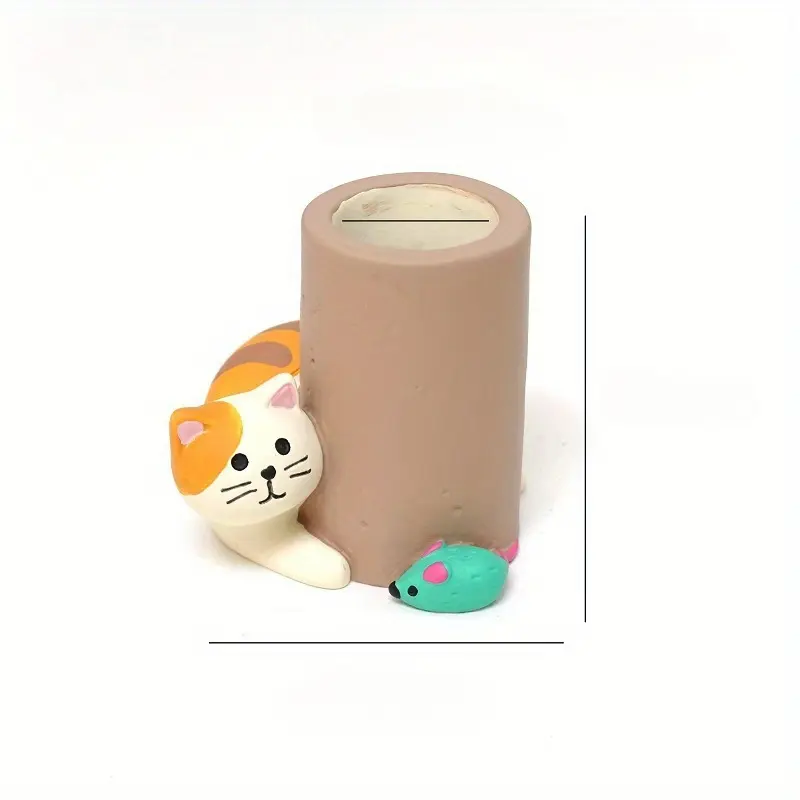 Cute cat pen holder, mini pen holder, creative decoration for study, home decor, office desk decoration, office