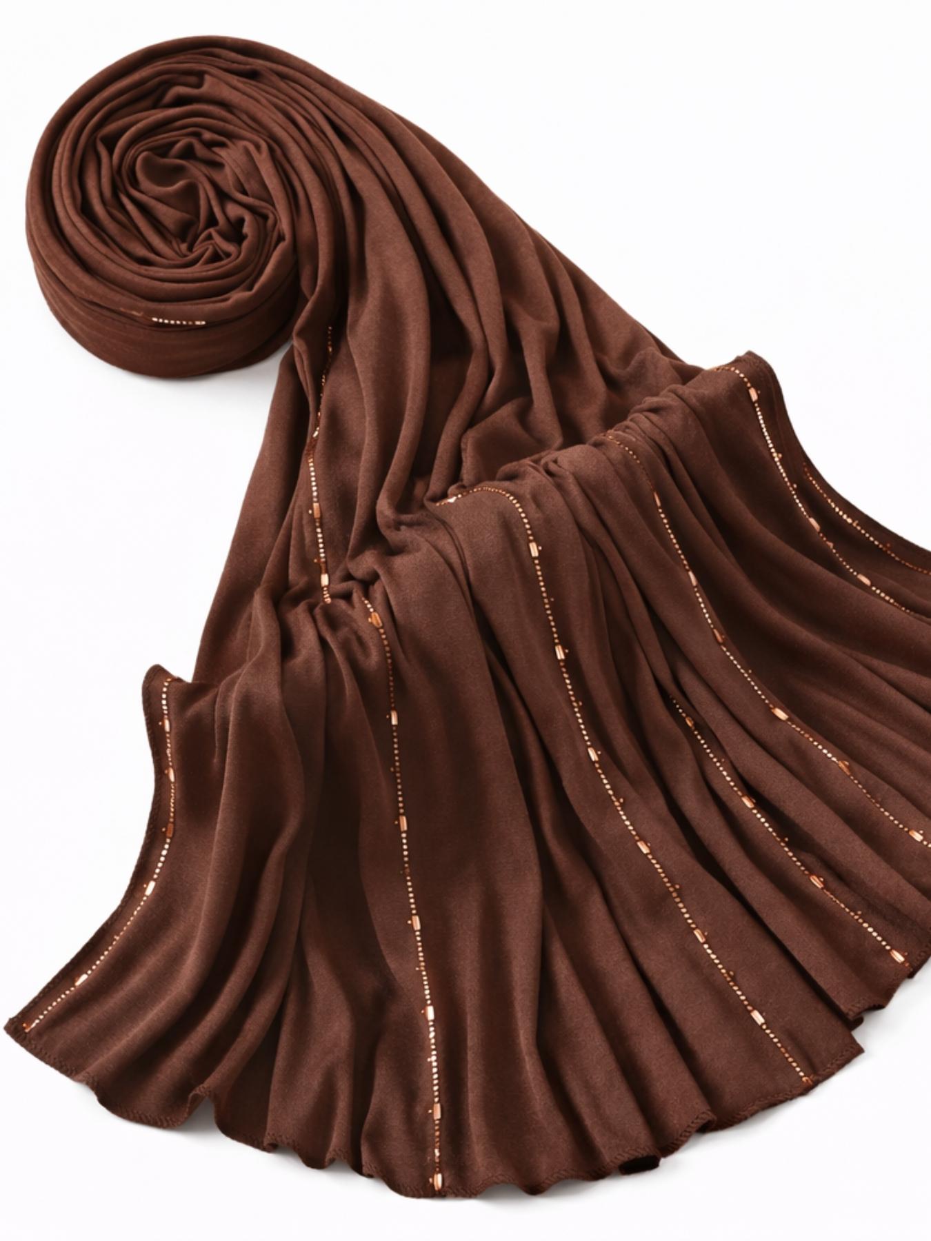 Elegant Beaded Muslim Women Headscarf Scarf, Soft Lightweight Summer Shawl for Prayer, Ramadan & Daily Wear, Stylish Hijab Accessory Elegant Beaded Muslim Women Headscarf Scarf, Soft Lightweight Summer Shawl for Prayer, Ramadan & Daily Wear, Stylish Hijab Accessory