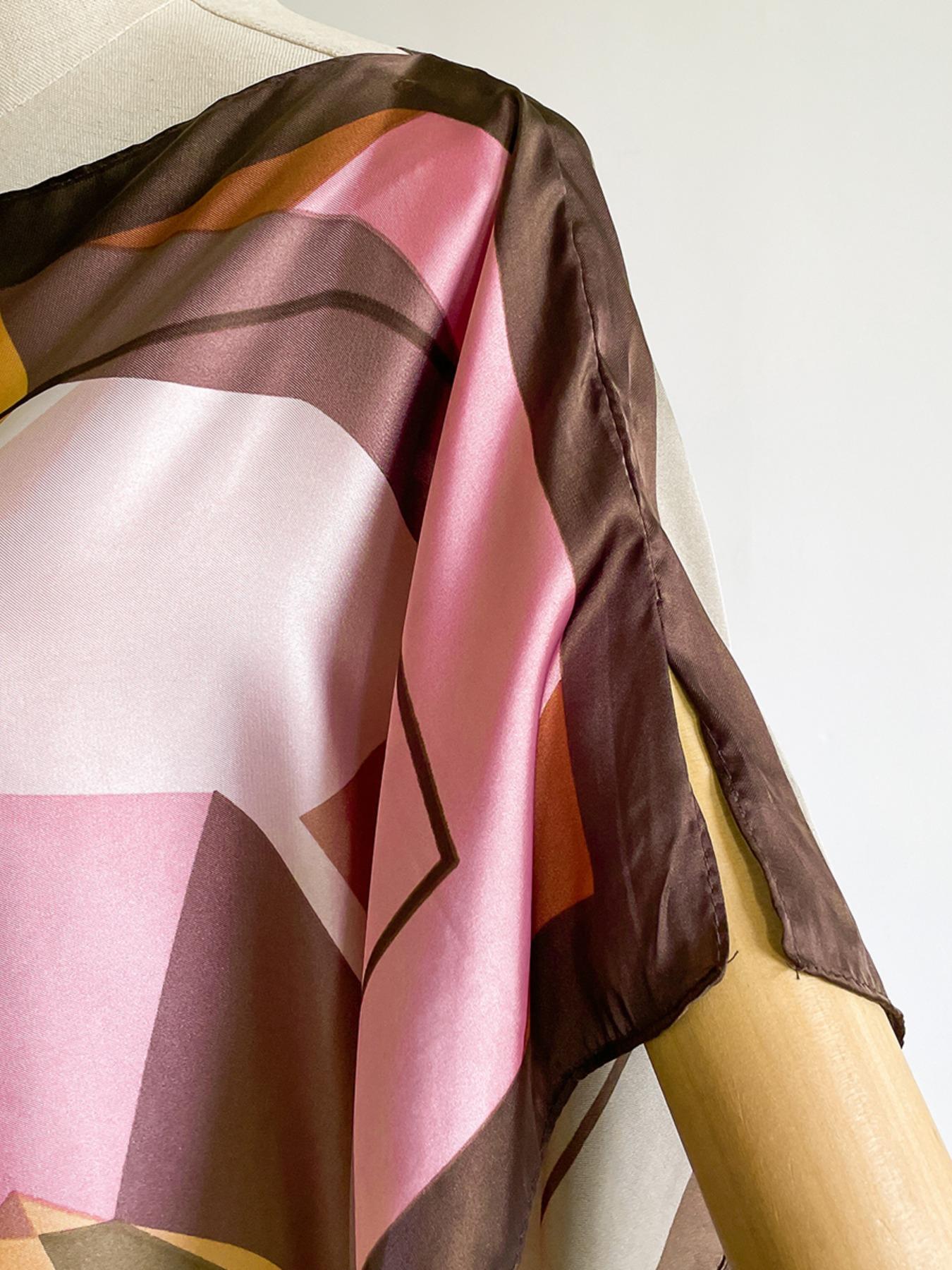 Elegant Women's Long Satin Shawl Set, Lightweight Silk Feel Boho Style Scarf, Perfect Spring & Fall Fashion Accessory, Casual Style Woven Fabric