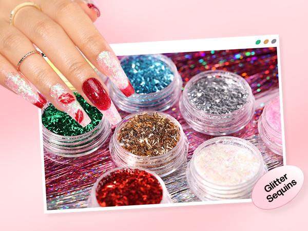 Morovan Blossom Series Acrylic Nail Kit with UV Lamp 4Colors Gel Polish 12Glitter Powder Complete Tools for Beginners Manicure Cuticles