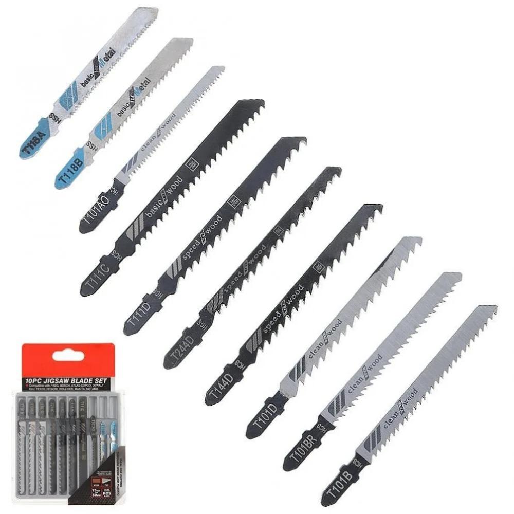 10PCS Jigsaw Blades Set, Metal Cutting Saber Saw Blades for Wood Plastic & Non-Ferrous Metals, Compatible with Reciprocating Saws, Cuts Hardwood Softwood Plywood PVC up to 100mm