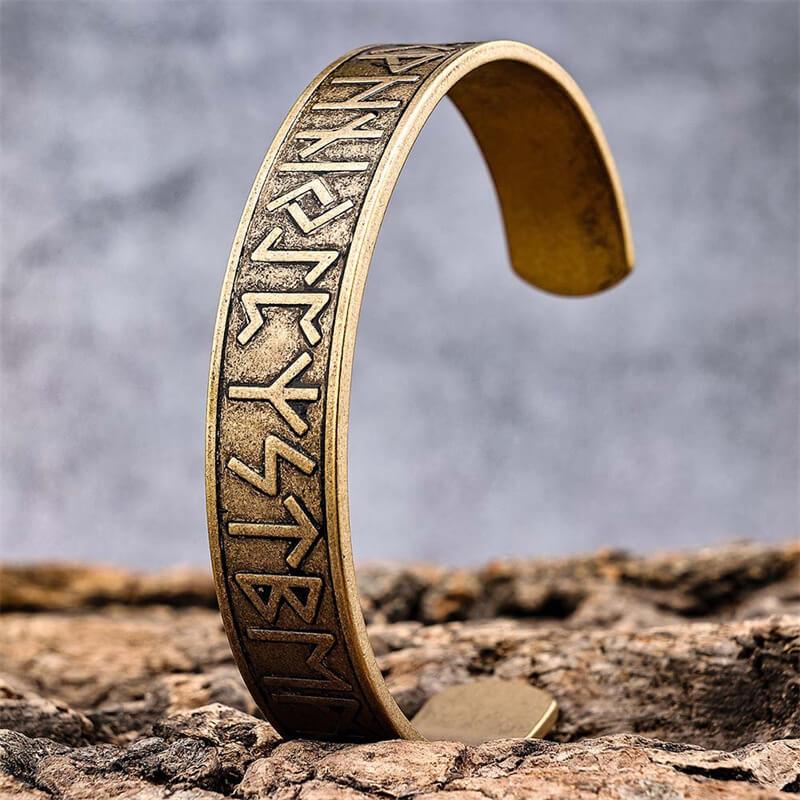 GTHIC Nordic Rune Stainless Steel Viking Cuff Bracelet Norse Accessories for Daily Wear