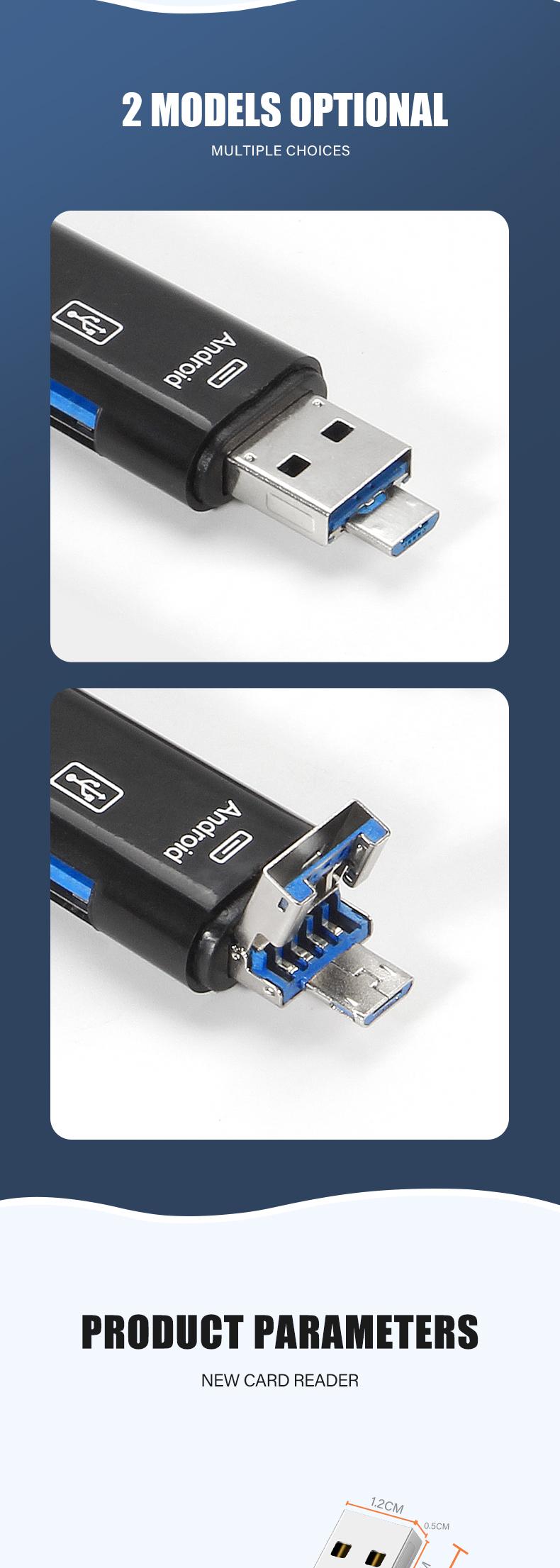 New 5 IN 1 Multifunction USB 3.0 Type C USB Micro USB SD TF Memory Card Reader For Android Computer Dock OTG Type C Adapter