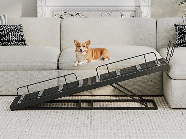 HOOBRO Dog Ramp for Bed, 63 Inch Long Dog Ramp for Couch and Bed, Pet Ramp with Non-Slip Mat and Safety Side Rails, 4 Height Adjustable up to 33 inch, for Small/Large/Old Dogs, Black HOOBRO Dog Ramp for Bed, 63 Inch Long Dog Ramp for Couch and Bed, Pet Ramp with Non-Slip Mat and Safety Side Rails, 4 Height Adjustable up to 33 inch, for Small/Large/Old Dogs, Black