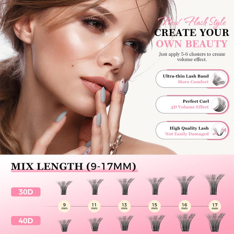 Natural Eyelash Extension Kit 240Pcs Eyelash String Kit Slim Eyelash Extensions9-17mm Individual Eyelash Extensions with Bonding and Sealing Eyelash Adhesive, Eyelash Extensions, Cosmetics, Gifts，Christmas gifts, New Year gifts, Black Friday