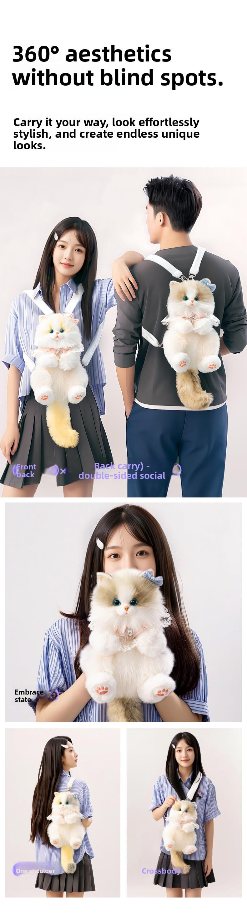Cute Small Plush Cat Backpack Simulation Bag Doll Plush Toy Birthday Gift