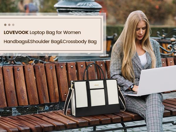 LOVEVOOK Canvas Laptop Tote Bags for Women,15.6 inch and 17.3 inch Large Professional Teacher Work Bag Purse，Lightweight Computer Bag Briefcase Business Office ,TikTokShopStockUp