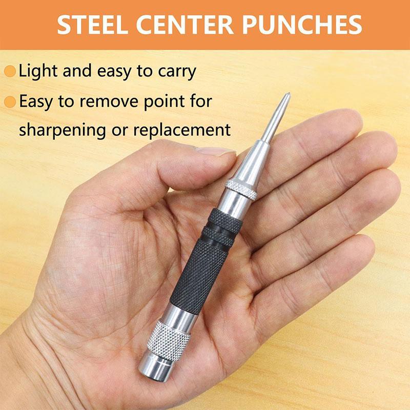 Press Button Automatic Center Punch, Innovative Dual Count Spring Loaded System, Stable and Controllable Impact Force, Adjustable Stroke Design