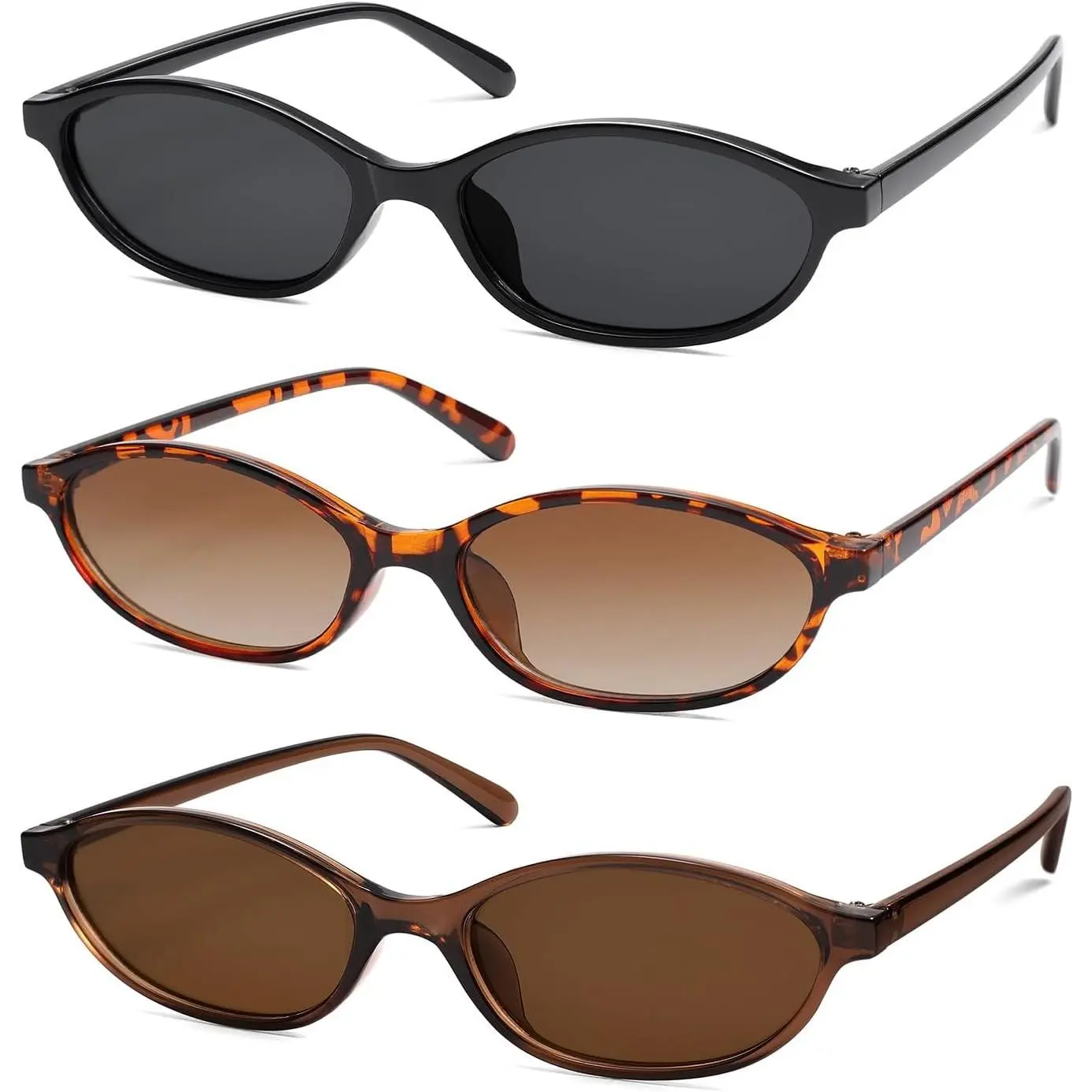 Retro Oval Cat Eye Sunglasses for Women Y2k Trendy Narrow Sunnies Designer Sun Glasses AR82253