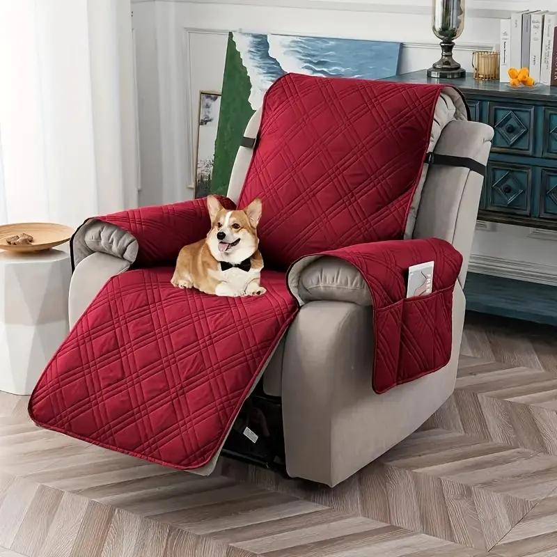 Waterproof Recliner Cover, Non-slip Chair Cover, Furniture Protector, Washable Slipcover with Pockets, Elastic Leash for Pets # TikTokShopBlackFriday