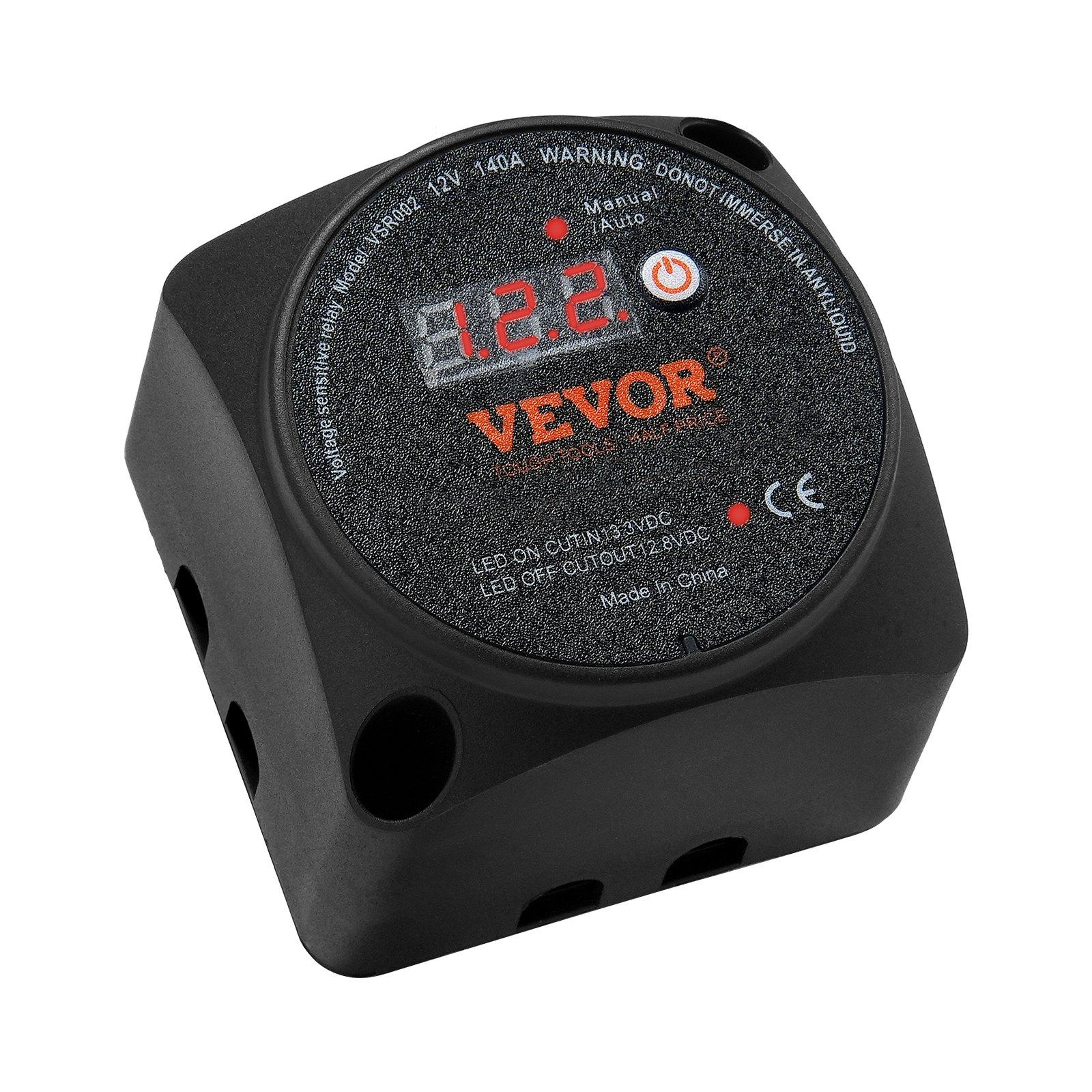 【FathersDayGift】 VEVOR Dual Battery Isolator Kit, 12V 140Amp, Manual and Auto Modes VSR Voltage Sensitive Relay with LCD Screen, Smart Battery Isolator for ATV UTV RV Camper Off-Road Vehicle Caravan Truck Boat Yacht 【FathersDayGift】 VEVOR Dual Battery Isolator Kit, 12V 140Amp, Manual and Auto Modes VSR Voltage Sensitive Relay with LCD Screen, Smart Battery Isolator for ATV UTV RV Camper Off-Road Vehicle Caravan Truck Boat Yacht