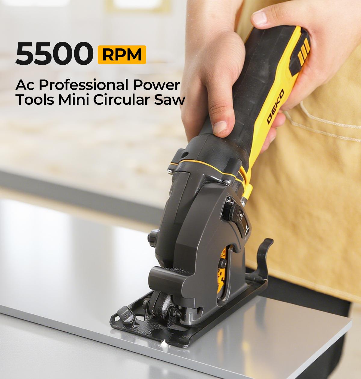 DEKO 5A 600W Mini Circular Saw With 1 Wood, Marble, And Plastic Blade, 5500 RPM No Load Speed, Maximum Cutting Depth 27mm, Multi-Functional Electric Saw For Wood, Soft Metal, Plastic, And Tile