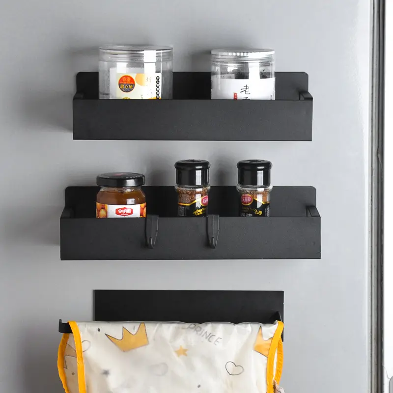 Magnetic refrigerator storage rack, no-drill spice rack, side-mounted refrigerator rack, kitchen utensil organizer
