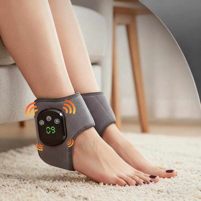 Ankle Heating Pad 1 Pairs Cordless Foot Ankle Massager, 5 Modes Heating & 3 Modes Vibration Foot Warmer, Universal for Both Left and Right Foot Massager for Women & Men Relaxation Aid