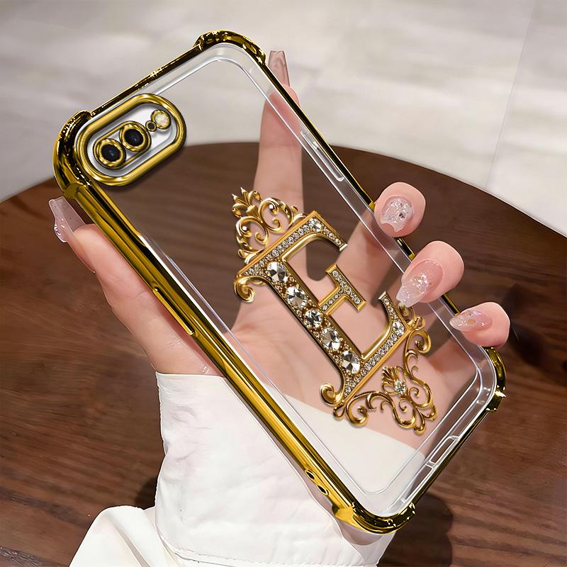 Suitable for [iPhone 7 Plus] high-end phone case🥰，Features a premium-look printed design—not actual 3D diamond studs，Choose from any of the 26 letters. YM99