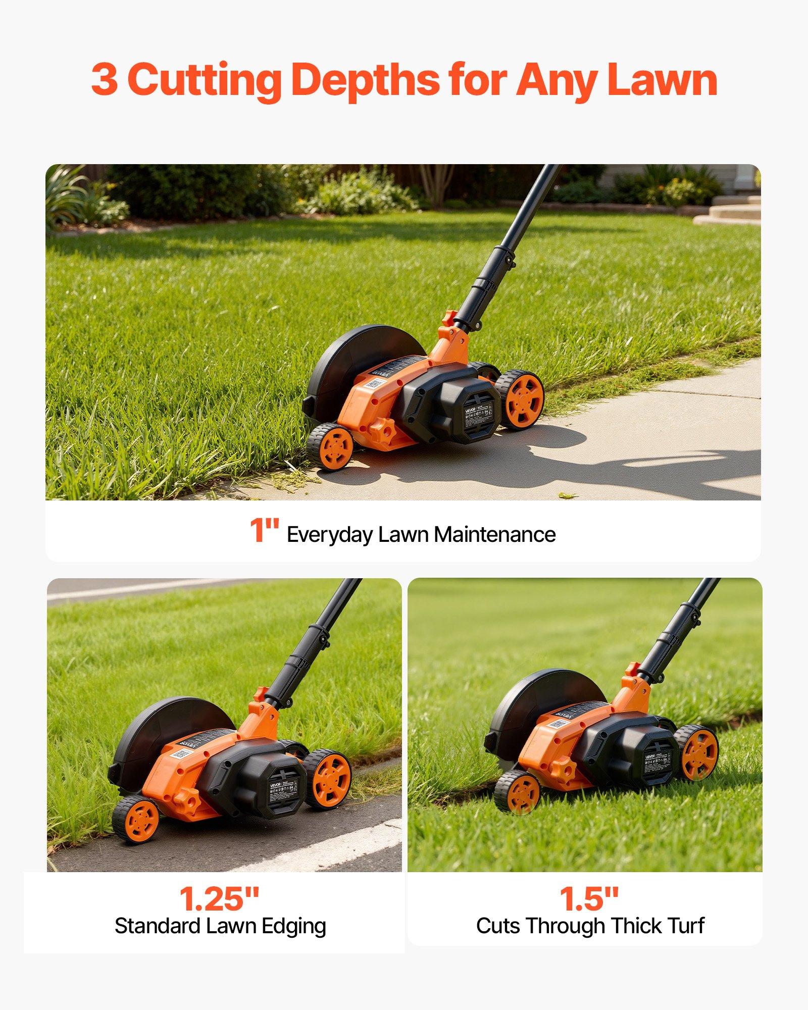 【Summerfinds】VEVOR Electric Lawn Edger, 8-in High-Carbon Steel Blade, 12 A, 4000 RPM, 3-Position Depth Adjustment, 55.12 in Pivoting Handle, Dual Wheels, 10.62 lbs, for Grass Surfaces & Curb Appeal Enhancement 【Summerfinds】VEVOR Electric Lawn Edger, 8-in High-Carbon Steel Blade, 12 A, 4000 RPM, 3-Position Depth Adjustment, 55.12 in Pivoting Handle, Dual Wheels, 10.62 lbs, for Grass Surfaces & Curb Appeal Enhancement