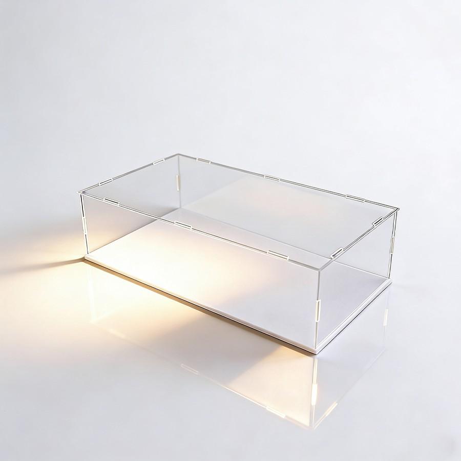 Clear Acrylic Simple Self-Assembly Display Box with White Base, Removable Figures Toys Props Display Riser Stand, Cube Countertop Decorative Storage Box for Home Organization, 40*20*10cm(Model not included)