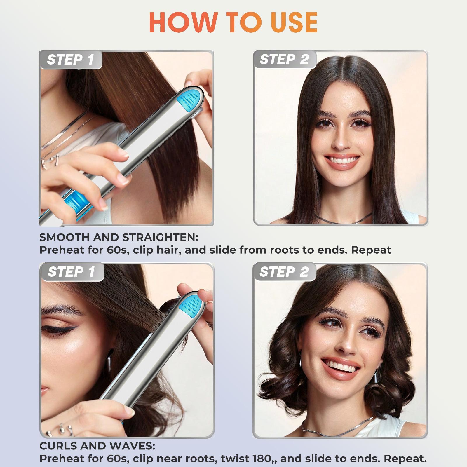 2 in 1 Hair Straightener Hair Curler, Professional Flat Iron Hair Straightener, Titanium Hair Straightening Ionic Fast Heating Hair Tools, Hair Styling Tools for Women Hairstyles, New Year Gift, Hair Styling Tools, Hair Products, Lightweight