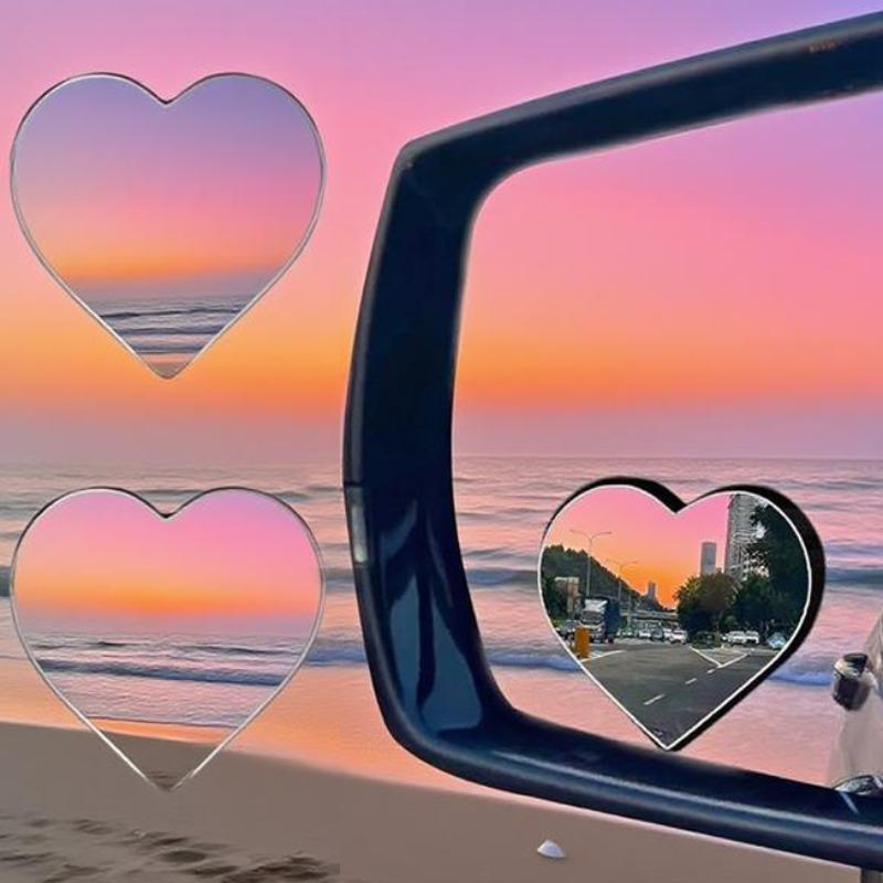 Heart Shaped Car Blind Spot Mirror, 360 Degree Wide Angle Convex Mirror, Car Exterior Accessories for Car Parking, Automotive Rearview Mirror Accessories
