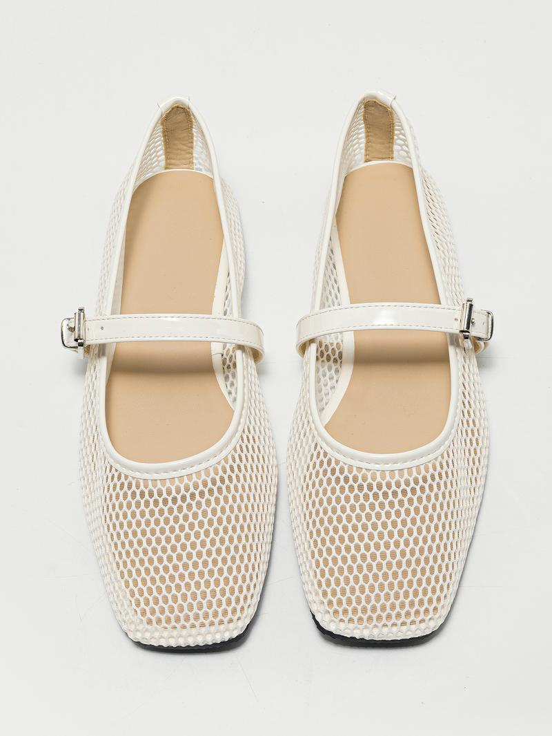 Summer Breathable Women's Flat Sandals with Square Toe Lightweight Comfort Mary Jane Ballet Shoes Casual Hollow Design for Stylish Look - Soft Summer Breathable Women's Flat Sandals with Square Toe Lightweight Comfort Mary Jane Ballet Shoes Casual Hollow Design for Stylish Look - Soft
