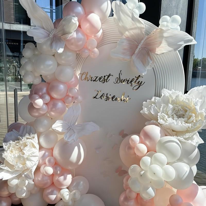 46 piece set of pink balloon combinations, including matte white, maca powder, pearl powder, and transparent latex balloons, suitable for birthday parties, wedding decorations, bridal farewell parties, and anniversary celebrations