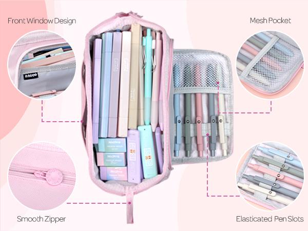 Nicpro 55 Pack Aesthetic School Supplies, Bible Study Supplies with Cute Pen Case, 12 Pastel Highlighters, 11 Color & Black Ink Gel Pens, 6 Mechanical Pencils, Bible Study Kit for Women Girls Stationery