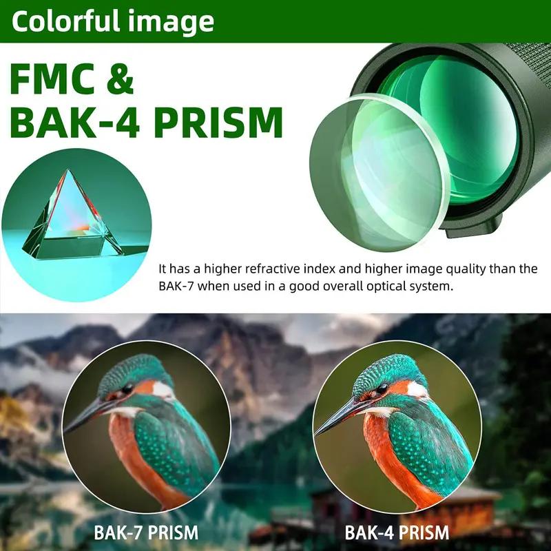 80x100 Powerful Monocular Telescope with Plastic Shell, BAK4 Prism, FMC Lens Coating, IPX4 Waterproof HD Optics, Eyepiece Focus, Large Eyepiece, Compact Rubber-Armored Body, Phone Adapter, Foldable Leisure Outdoor Gear for Travel, Hiking