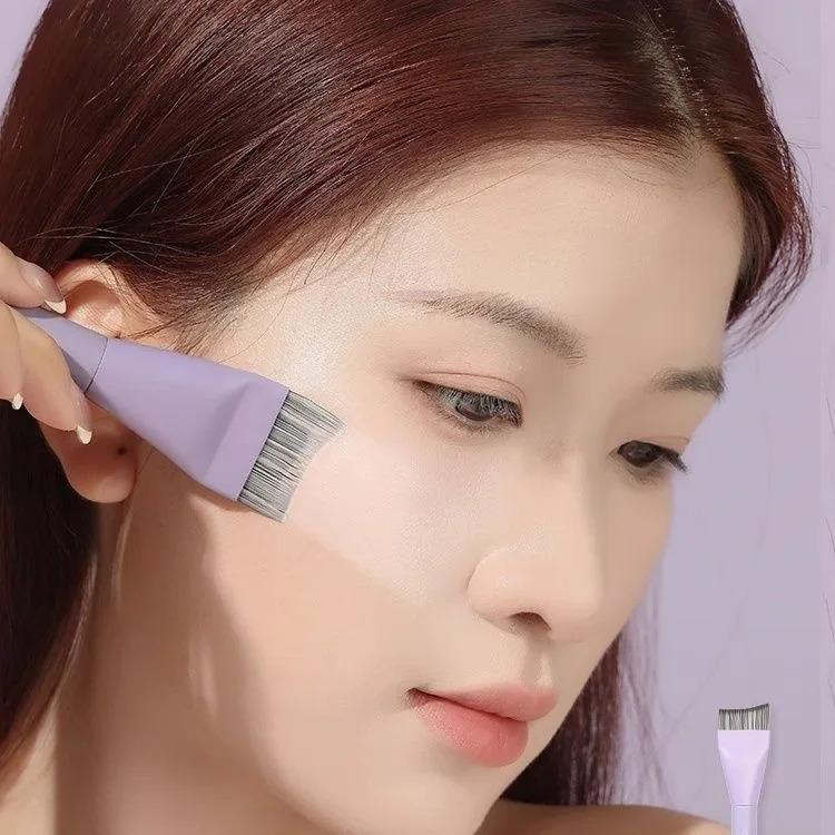 GUOXIAONIU Ultra Thin Moon Shape Foundation Brush, Flat Top Angled Kabuki for Streak-Free Liquid Makeup & Concealer Application