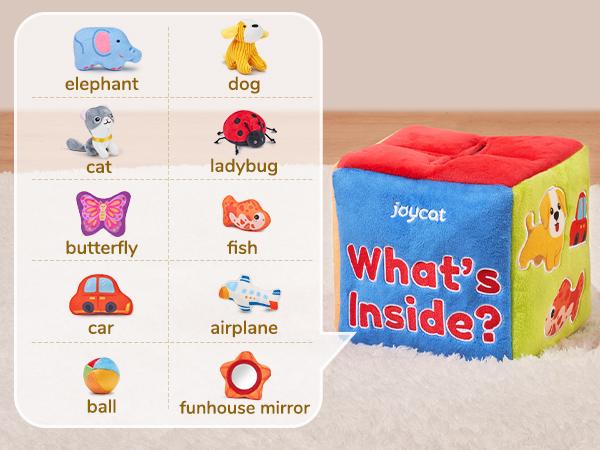 JoyCat Baby Toys, Surprise Mystery Soft Box with 10 Sensory Objects, Rattle, Crinkle Paper, Mirror, Soft Busy Toys, Stuffed Sensory Toys, Christmas Gift for Boys & Girls JoyCat Baby Toys, Surprise Mystery Soft Box with 10 Sensory Objects, Rattle, Crinkle Paper, Mirror, Soft Busy Toys, Stuffed Sensory Toys, Christmas Gift for Boys & Girls