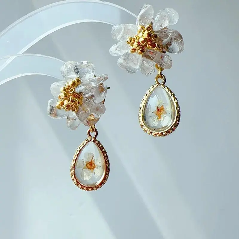 Elegant Flower Drop Earrings Sweet Floral Statement Earrings Jewelry Gifts Handmaking Beaded Flower Earrings Wholesale Custom