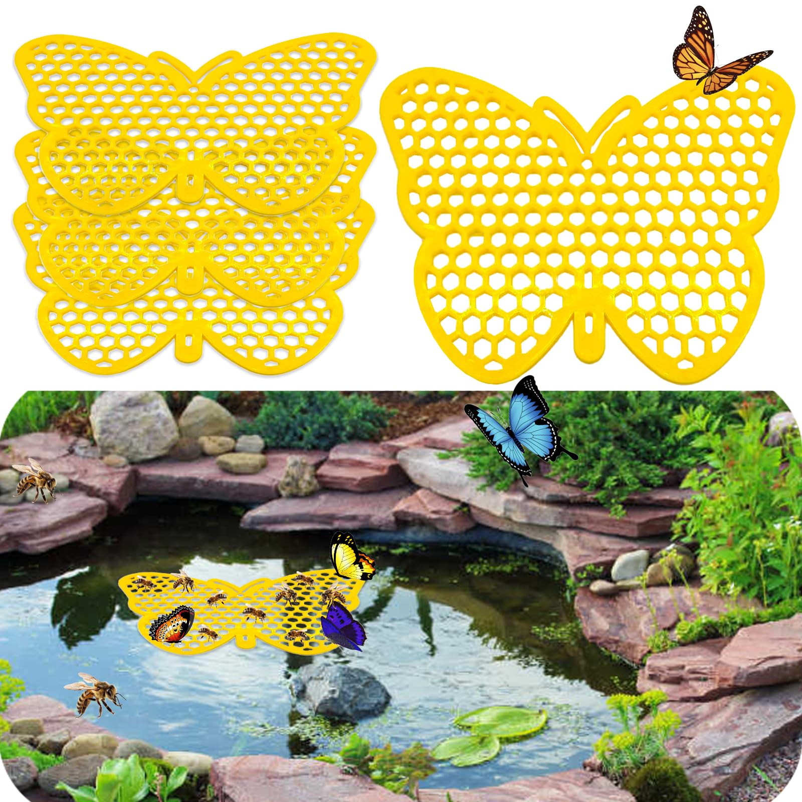 4 Pack Floating Bee Island Watering Station, Butterfly Insect Waterer for Feeding, Bee Bath, Garden Decor, Essential Gardening Tool 4 Pack Floating Bee Island Watering Station, Butterfly Insect Waterer for Feeding, Bee Bath, Garden Decor, Essential Gardening Tool