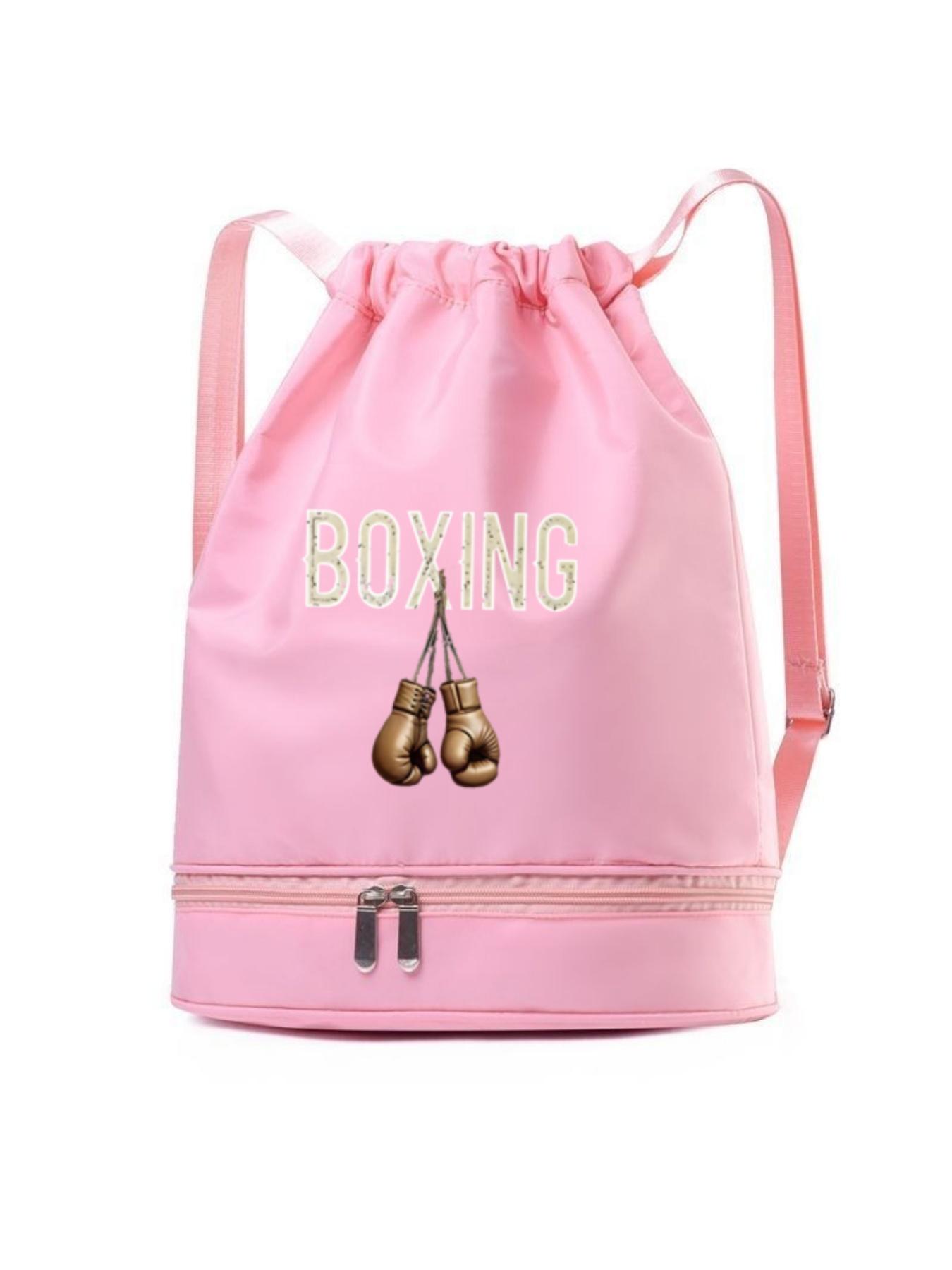 Boxing Glove Letter Print Backpack, Fashionable Simple Versatile Bag, Drawstring Closure, Adjustable Straps, Independent Compartment, All-Season Use