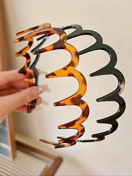 Wave Design Hair Hoop (2pcs/set), Casual Versatile Hair Accessories for Women & Girls, Minimalist Headwear Suitable for Thick Hair, Zigzag Headband