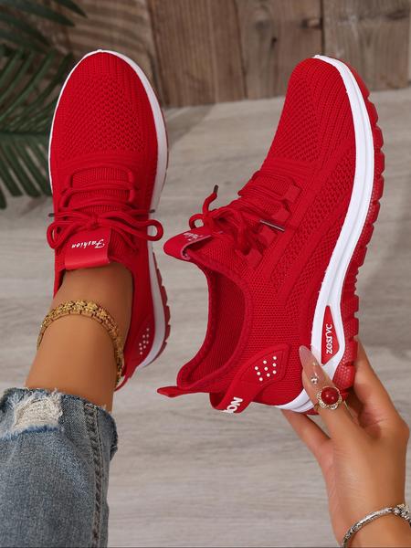 Women's Breathable Casual Sneakers, Lightweight Comfort Travel Running Shoes, Low Top Big Size Lace-Up Sports Shoes