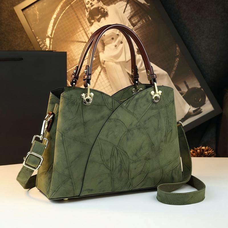 Elegant Vintage Patchwork Handbag, Large Capacity Commuter Tote Bag, Lightweight Luxury Mom Bag, Single Shoulder Crossbody Bag