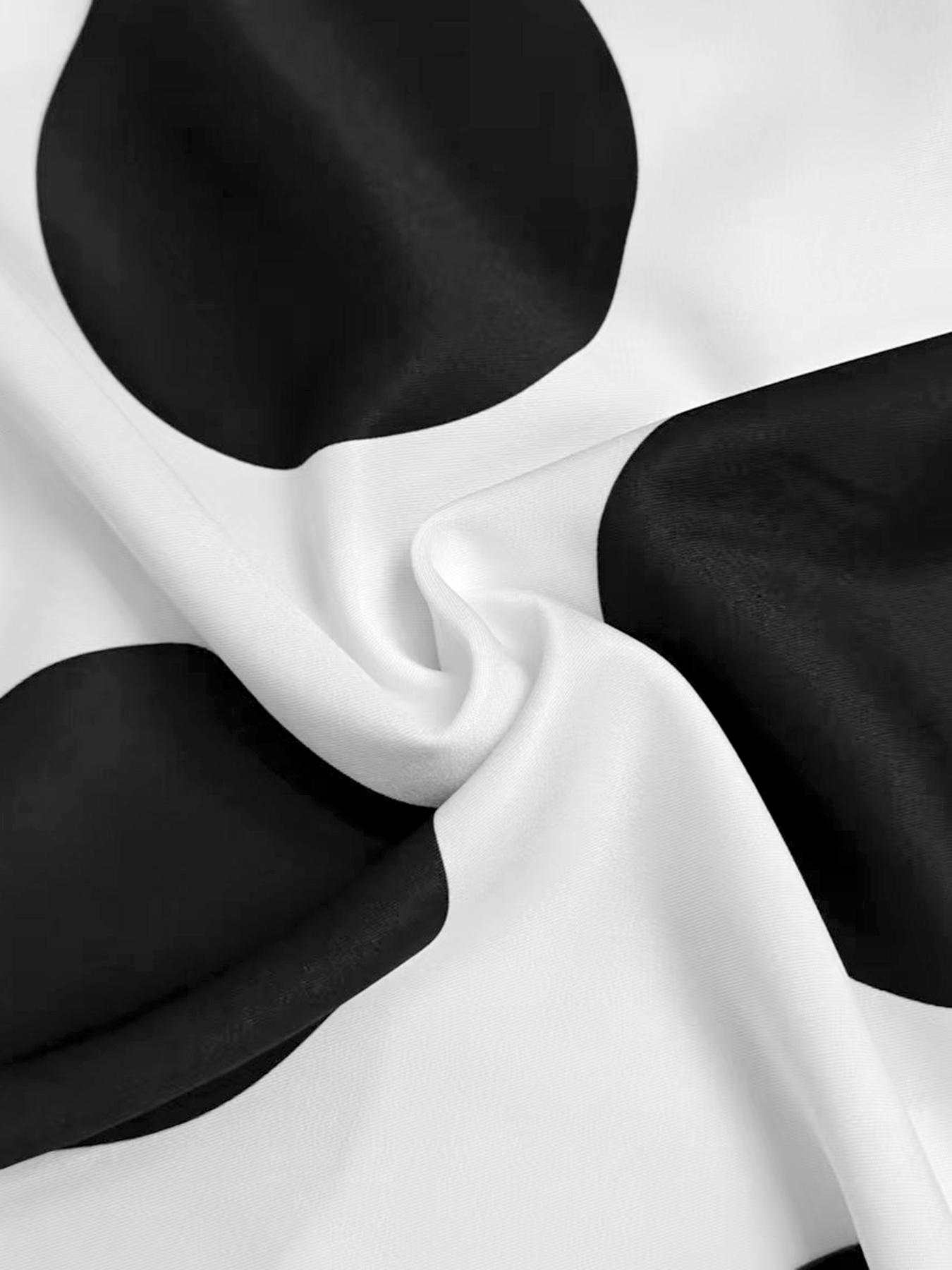 Women's A-Line Long Sleeve Polka Dot Belted Maxi Dress, Casual Summer Fashion, Elegant Pocket Design, Perfect for Parties & Daily Wear